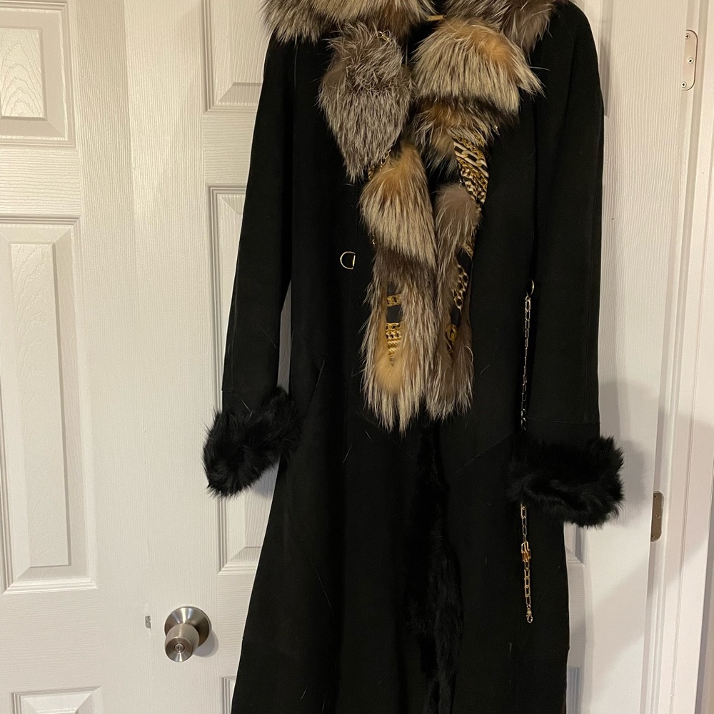 Roberto Cavalli XS coat with fur collar